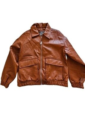 Levi's Brown Leather-Look Bomber Jacket